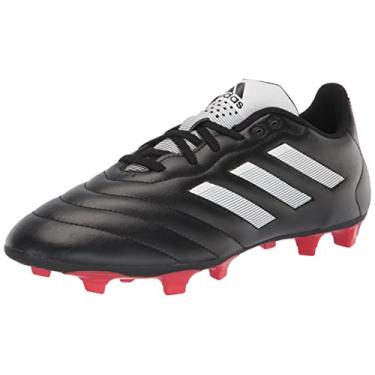 Imagem de adidas Tênis de futebol unissex Goletto firme, preto/branco/vermelho, 43, Preto/branco/vermelho, 12 Women/11 Men
