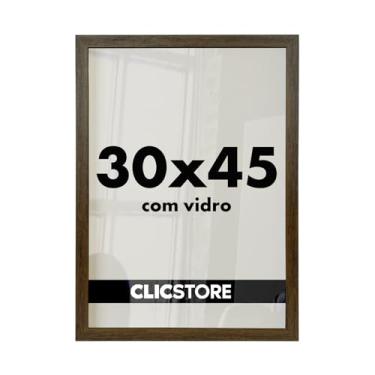 Imagem de Moldura 30x45Cm Com Vidro e Fundo Para Quadros Fotos Cor:Marrom