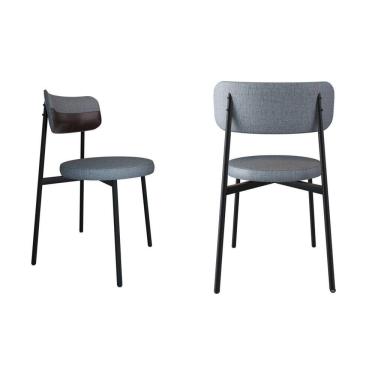 Imagem de Cadeira Kyta Fixa com 4 Pés 50 X 44,7 X 83,8 Cm com 2 Unidades Cinza/Café/Preto