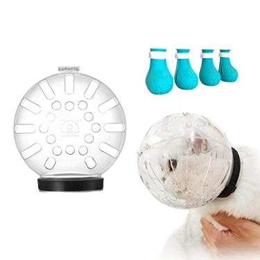 Imagem de Augegel Focinheira e botas de gato, capacete ajustável para cuidados pessoais, máscara facial com capuz respirável para depilar a cabeça, capa bolha, suporte antimordida para gatos para banho