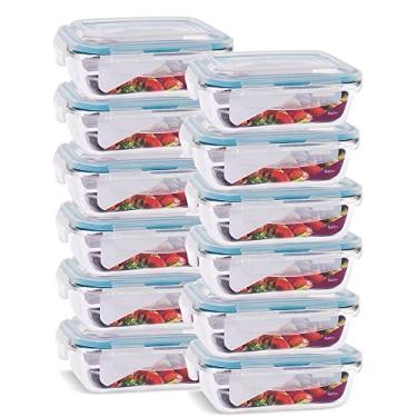 Imagem de KIT 12 Potes Vidro Herméticos Retangular 640ml Azul