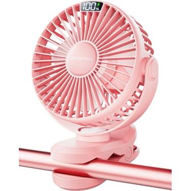Imagem de SWEETFULL Ventilador portátil com clipe - Ventilador de carrinho operado por bateria, ventiladores pequenos recarregáveis de 4000 mAh com tela de LED, 4 velocidades, mini refrigerador de mesa de