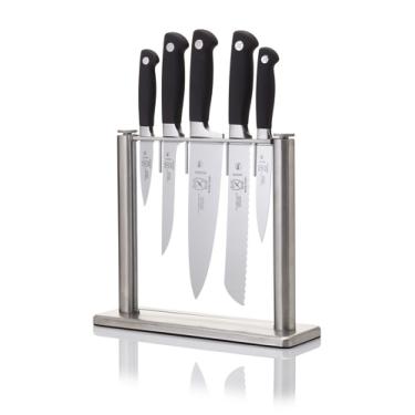 Imagem de Mercer Culinary M20000 Genesis Conjunto de blocos de facas forjadas de 6 peças, bloco de vidro temperado, preto