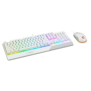 Imagem de MSI Teclado Vigor retroiluminado RGB Dedicado Teclas de atalho anti-fantasma com toque mecânico e combinação de mouse para jogos (Vigor GK30 Combo Branco EUA)