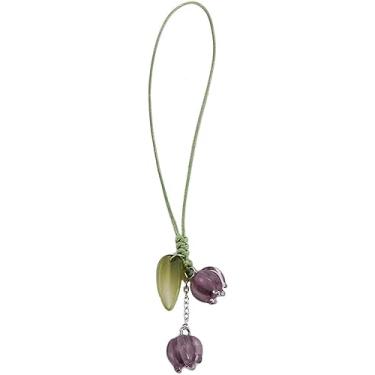 Imagem de DPWOUM Porta-chaves para pendurar com pingente de telefone, chaveiro, corda de pendurar, capa de telefone decorativa, chaveiros, capa de fone de ouvido, alça de celular para mulheres, Sálvia, P