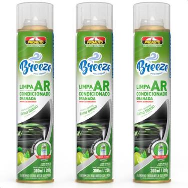 Imagem de Kit 3 Limpa Ar Condicionado Carro Breeze Lima Limão Proauto 300ml