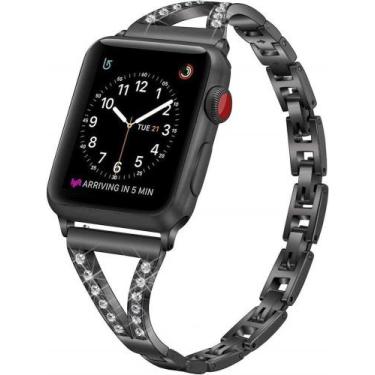 Imagem de Pulseira Aço Slim Strass Vivi Compatível com Apple Watch - Baú do Viki