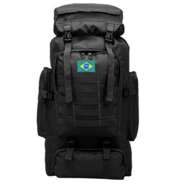 Imagem de Mochila Masculina Camping Reforçada Esportiva Resistente Ideal para Trilhas Viagens Camping Acampamento (Preto)