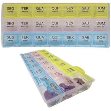 Imagem de Porta Comprimidos Semanal Manhã Tarde Noite 7 Dias - Caixa Organizadora de Remédios Viagem, Grande, Separador, Estojo para Medicamentos | Premium InoVibes