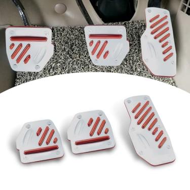 Imagem de awlbed Kit de capa de pedal de carro Pack-3, acelerador + freio + embreagem liga antiarranhões, tira de borracha antiderrapante de PVC, substituição do pedal do pé, universal para carros de