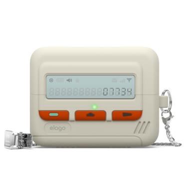 Imagem de elago Capa Pager compatível com Samsung Galaxy Buds 3 e Galaxy Buds 3 Pro e Galaxy Buds 3 FE, Landyard incluído, resistente a choques, proteção total (branco clássico)