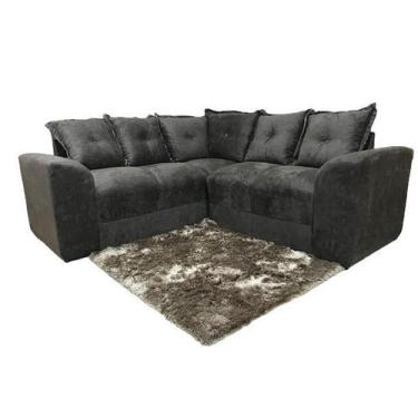 Imagem de Sofá de Canto Marrom Almofadas Lisas Suede - AL MÓVEIS