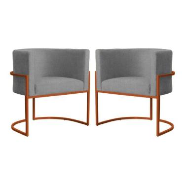 Imagem de Kit 02 Cadeiras Luna para Clínica Estética Base de Metal Bronze Suede 