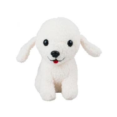 Imagem de Cachorro De Pelúcia Branco Macio Sentado Fazenda 21 Cm - Fofy