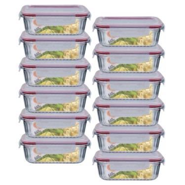 Imagem de 12 Potes Hermetico Vidro Borosilicato Canelado 640ml Marmita - Belo Vi