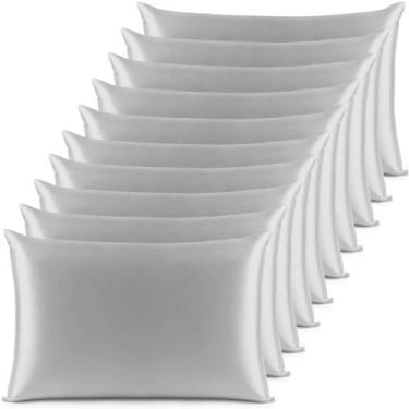 Imagem de Kit 10 Fronhas ( 5 Pares ) Charmousse Seda Cetim Alto Brilho Anti Friz
