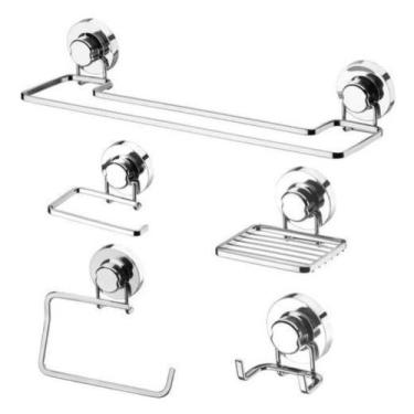 Imagem de Kit Para Banheiro Com Ventosa Cromado Faciliti - 10050 Schmitt 
