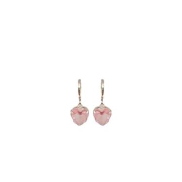 Imagem de Brinco Coração Cristal Rosa Bebê Folheado Prata 925 Antialérgico - MIX