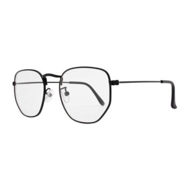 Imagem de Armação De Oculos De Grau Hexagonal Feminino Masculino Preto, Metal, P