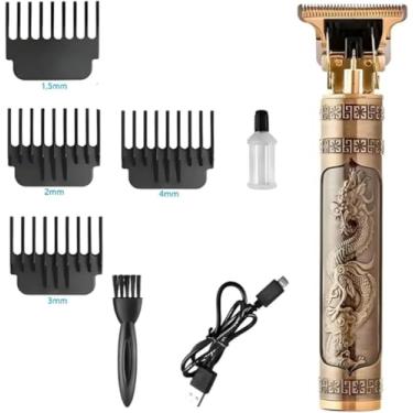 Imagem de Genérico Máquina de Cortar Cabelo e Barba Dragão Acabamento Sem Fio Cabelo Barba Pezinho Recarregável 4 Pentes Óleo Escovinha Resistente a Água e com Motor Potente Premium