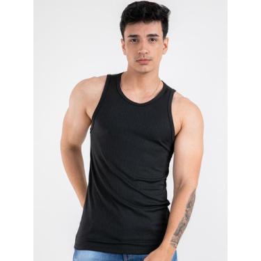 Imagem de Regata Americana Canelada Masculina Malha Fria Coladinha Camiseta - Co