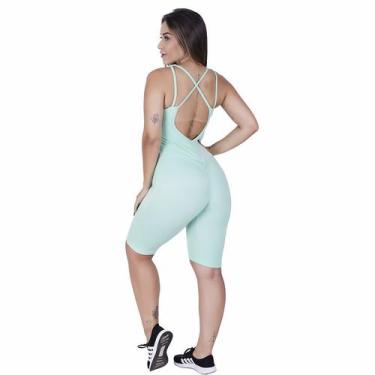 Imagem de Macaquinho Fitness Feminino Empina Bumbum Poliamida Relevo Bojo Orbis 