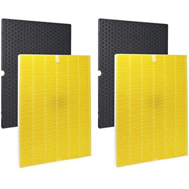 Imagem de Fette Filter - 116131 Filtro de substituição HEPA H13 premium verdadeiro, compatível com purificador de ar Winix C555, 2 filtros Ture HEPA H13 + 2 filtros de carvão ativado aprimorados comparados ao