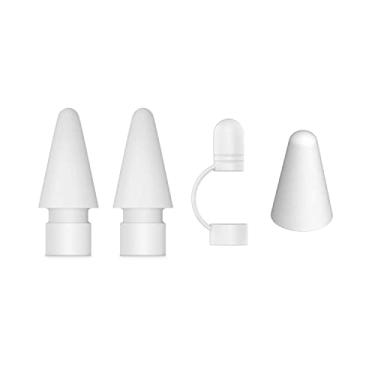 Imagem de EMiEN Pontas de substituição compatíveis com Apple Pencil iPencil 1ª 2ª geração 2, iPad Pro Pencil iPencil Nib para iPad Pencil 1 st/Pencil 2 Gen e capa de substituição antiperda para iPencil