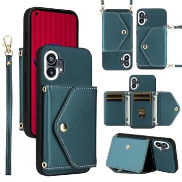 Imagem de Dswteny Capa carteira para celular Nothing Phone 1 One com cordão de pulso alça de ombro fina bolsa flip, suporte de cartão de crédito de couro PU de luxo acessórios capa de celular para mulheres