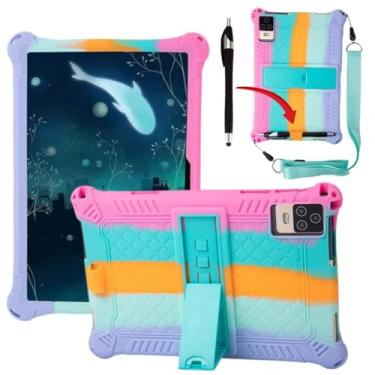 Imagem de Misenya Capa de 10,1 polegadas para tablet Android Okaysea/BYYBUO/Hoozo/QunyiCO/PRITOM/plimpton/Onn 10,1 polegadas universal com cordão/Stylus/suporte para caneta (rosa colorido)