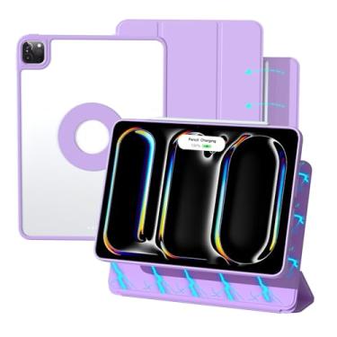 Imagem de ZENLU Capa M4 para iPad Pro de 11 polegadas com capa magnética removível, couro sintético premium, suporte para vários ângulos, suporte para carregamento com compartimento para lápis, capa protetora