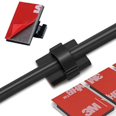 Imagem de Clipes de cabo organizador de cabos adesivos, 3M de gerenciamento de abraçadeiras de cabo organizador, clipes de arame, suportes de grampo de cabo para mesa de carro, mesa, laptop, TV, escritório em casa, paredes (1,9 cm x 1,5 cm, 30 peças, preto)