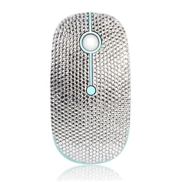 Imagem de Mouse sem fio Bling Dazzling 2.4G coberto com strass de diamante de cristal austríaco para laptop, notebook, PC, computador, MacBook, ótima ideia de presente para ela - branco