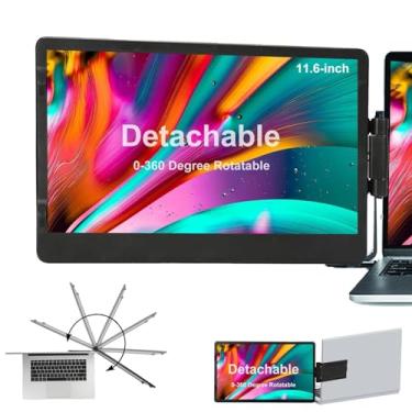 Imagem de Extensor de tela para laptop – Monitor portátil rotativo de 360° | Extensor de monitor de laptop dobrável de 11,6 polegadas com USB-C e Mini HDMI, Plug and Play para Mac, PC e Android