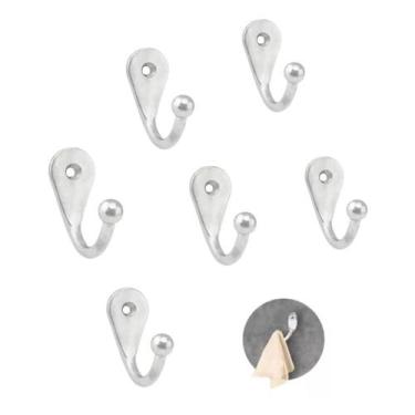 Imagem de Kit 6 Ganchos Gabide Pequeno Parede Inox Pendurar Toalhas - Vonder, Ci