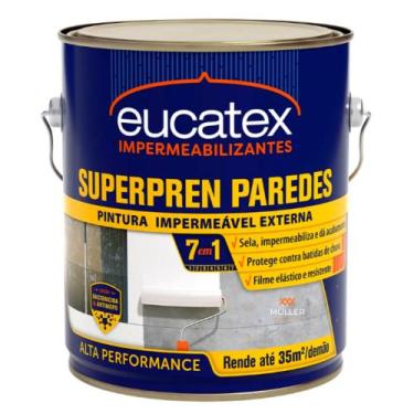 Imagem de Tinta de Parede Impermeável Emborrachada Branca 3,6l Superpren - Eucat