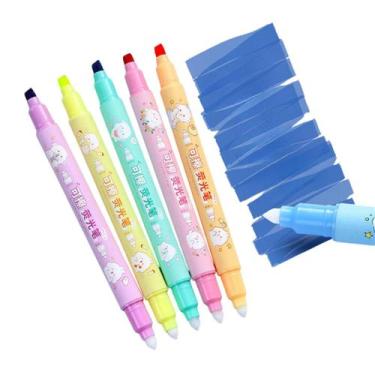 Imagem de Marcador de Texto Apagável 2 Pontas Kit 6 Canetas Coloridas - MARCA TE