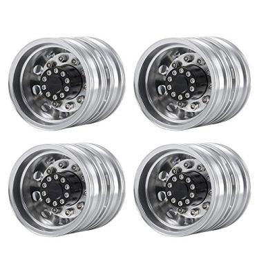Imagem de QUE-T 4pcs Aluminum Rear Wheel Hubs Rims for 1/14 Tamiya Tractor Climbing Trailer RC Car Upgrade Parts