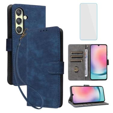 Imagem de IUQXU Capa carteira para celular Samsung Galaxy S24 Plus 5G com protetor de tela [bloqueio RFID] couro flip porta-cartões mulheres homens capa para celular para Samsung S24+ 24S S 24 Plus Galaxy