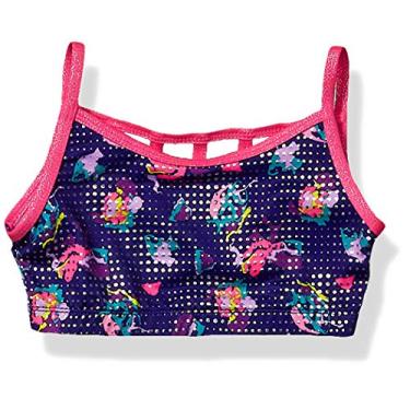 Imagem de Freestyle by Danskin Sutiã de ginástica para meninas com detalhe de tiras nas costas, Flor descolada, G