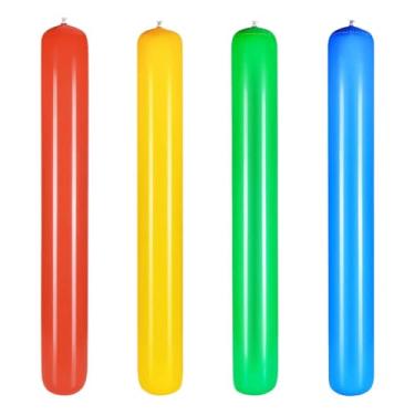 Imagem de 4 bastões infláveis de piscina, macarrão inflável de 105 cm, PVC colorido, jogos aquáticos ao ar livre, brinquedo para piscina, adultos, festa na praia e no lago