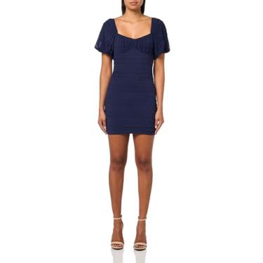 Imagem de Speechless Vestido de festa feminino com manga bolha, lagarta, Azul marino, P