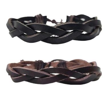 Imagem de Kit 2 Pulseira Bracelete Masculina Casual Trançado Ajustável - PENDULA