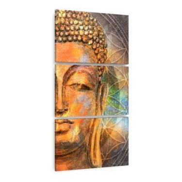 Imagem de Quadro Buda Para Sala Quarto Hall 120x60 Mosaico 3 Peças - Wall Frame