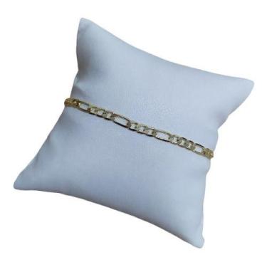 Imagem de Pulseira Bracelete Masculina Folheada A Ouro 18k Figaro 3x1 - De Castr
