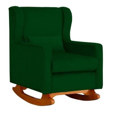 Imagem de Poltrona Decorativa Aurora Balanço Vovo Suede Verde - FM - Fina Mobíli