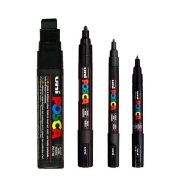 Imagem de KIT 4 Poscas Preta PC-1M. 3M. 5M. 17K Uni-ball Várias Pontas