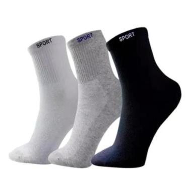 Imagem de 4 Pares Meias  Algodão Cano Alto Masculina Grossa Oferta - Sport, Bran
