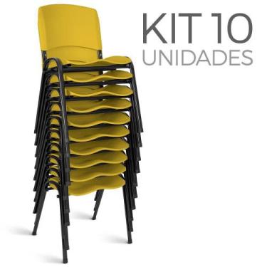 Imagem de Cadeira Plástica Fixa Kit 10 A/E Amarelo Lara - Shopcadeiras