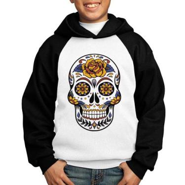 Imagem de Moletom Infantil Caveira Mexicana - Foca na Moda, Branco, Preto, 6